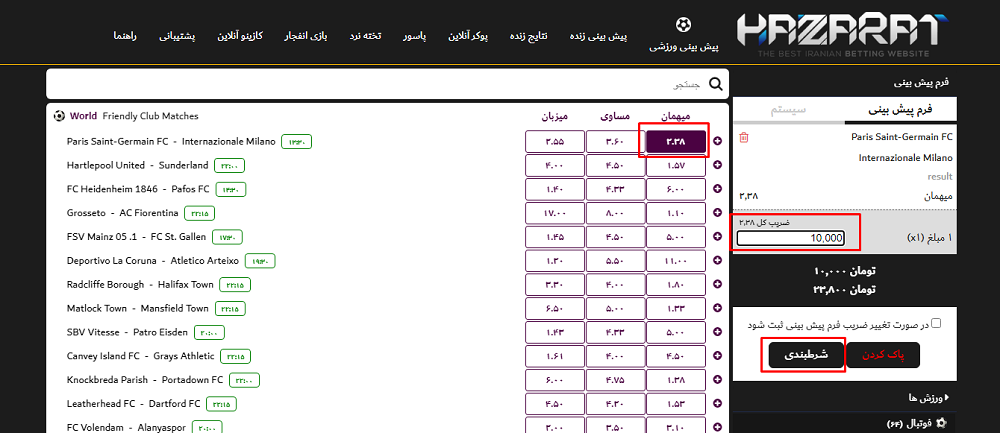 ثبت شرط در حضرات