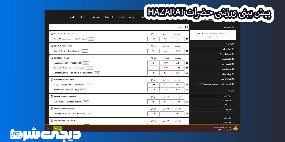 پیش بینی ورزشی حضرات Hazarat