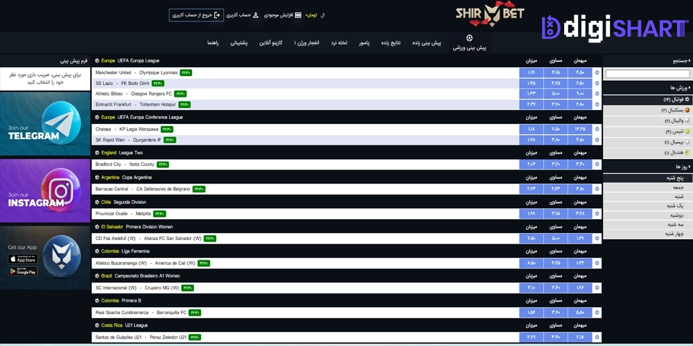 پیش بینی ورزشی سایت شیربت ShirBet