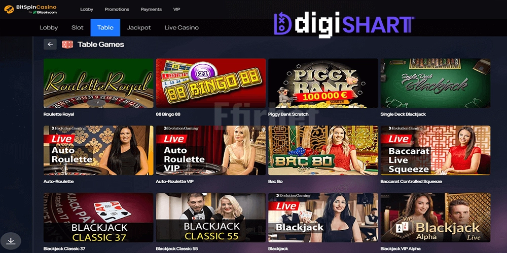 بازی های کازینویی بیت اسپین کازینو BitSpinCasino